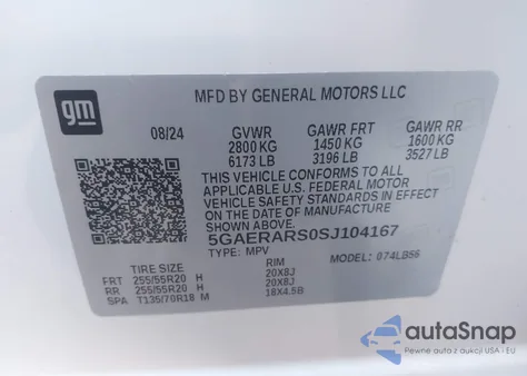 2025 Buick Enclave Preferred Fwd z USA, uszkodzony, nr VIN 5GAERARS0SJ104167